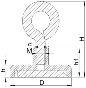 Magnet with Eye Bolt SWNF Line Drawing